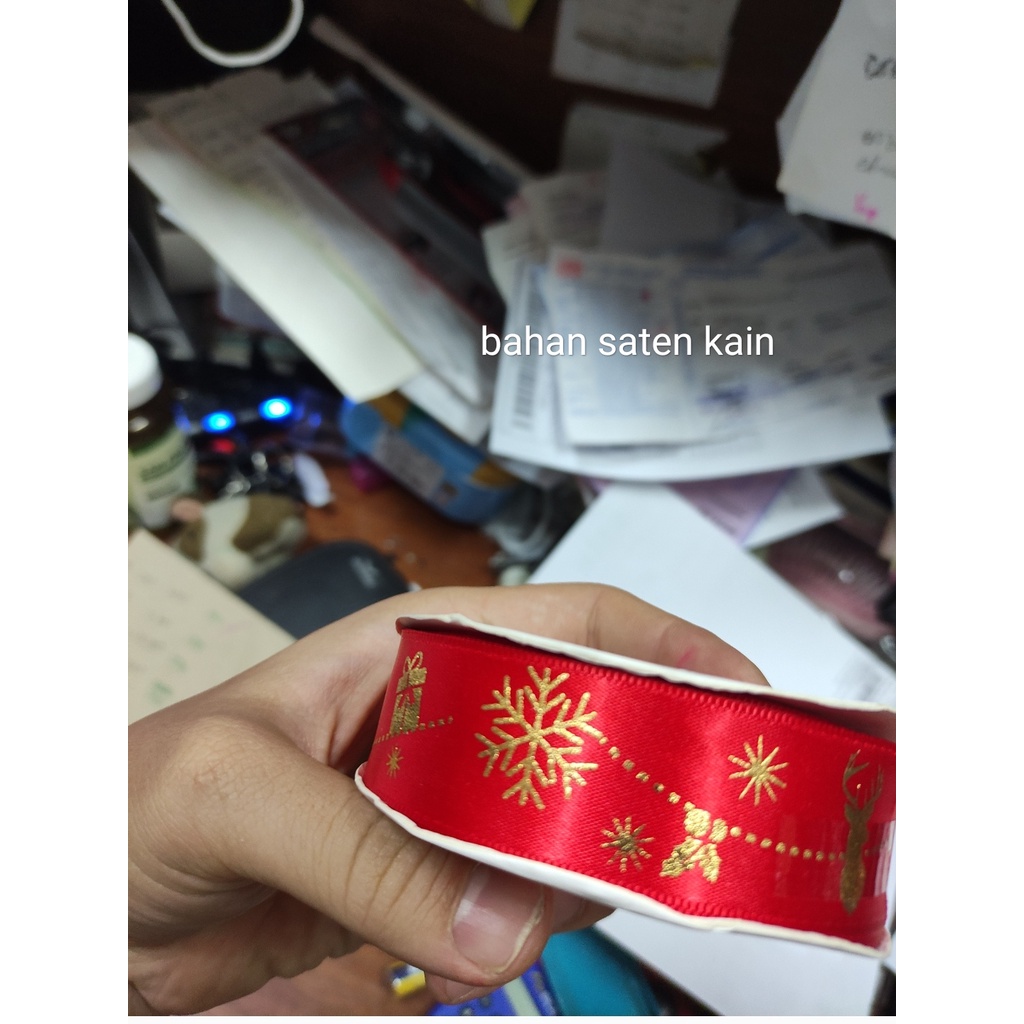 

pita kain natal 1 inch santa red ribbon hiasan natal