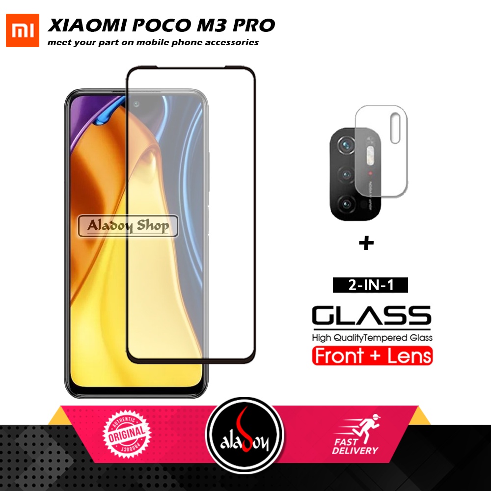 Tempered Glass Xiaomi Poco M3 Pro 5G ( 2021 ) PAKET 2 IN 1 Tempered Glass Layar dan Camera