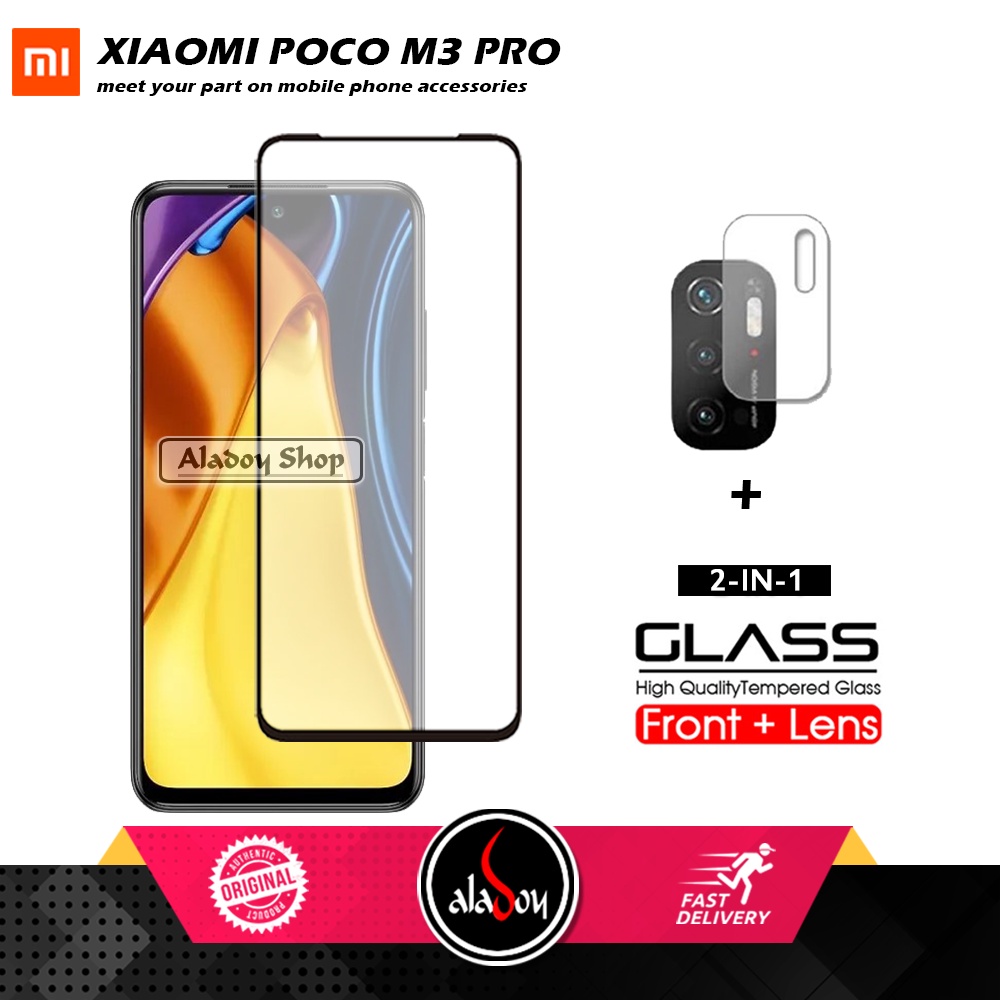 Tempered Glass Xiaomi Poco M3 Pro 5G ( 2021 ) PAKET 2 IN 1 Tempered Glass Layar dan Camera