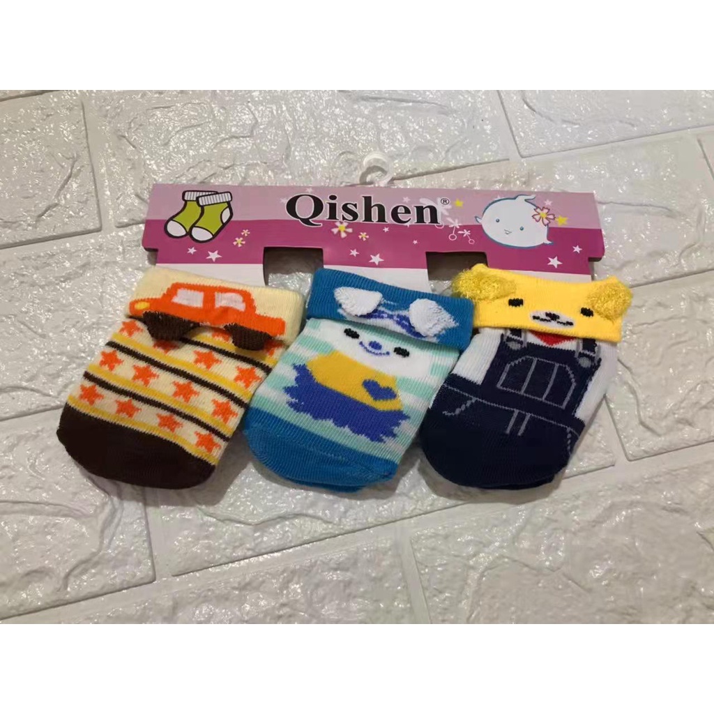 Kaos Kaki Bayi Motif 3in1 3D 0-6 Bulan Newborn Variasi Lurus Lipat