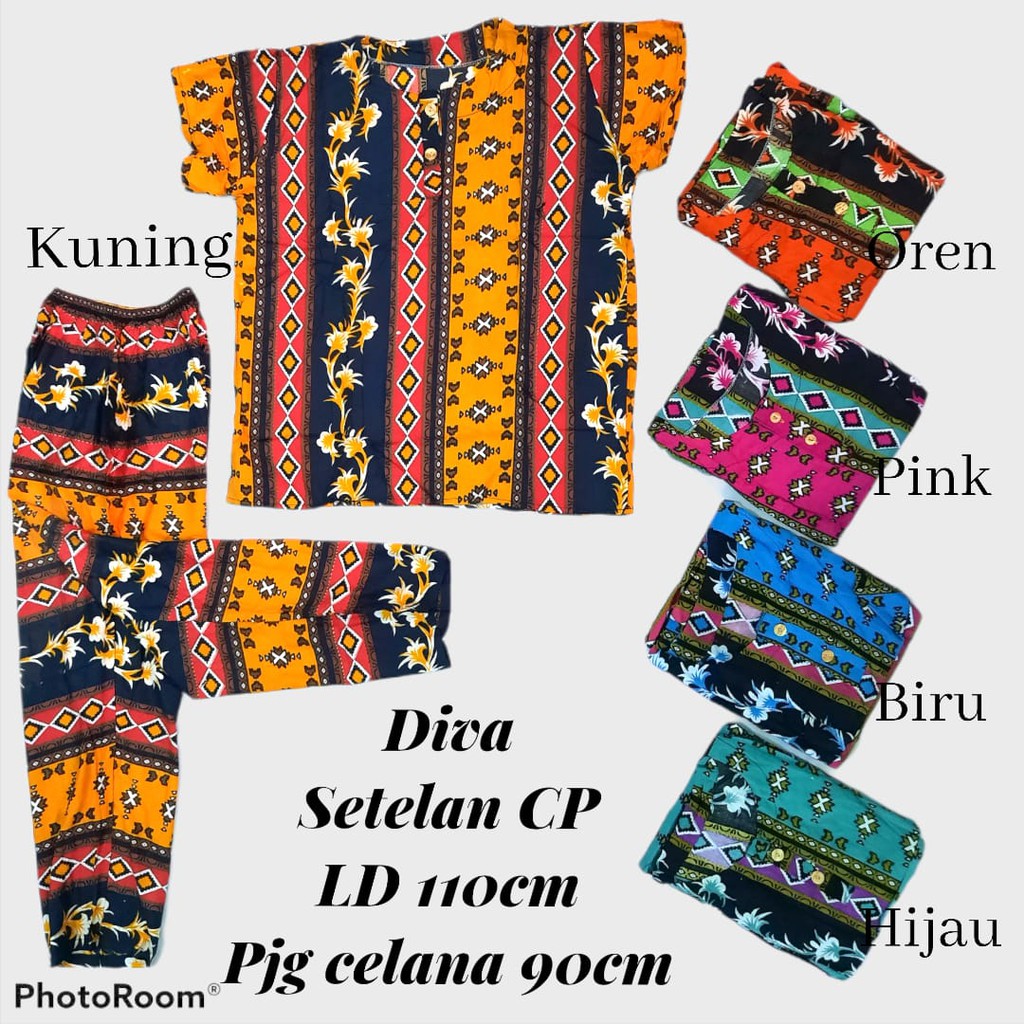 setelan celana rayon motif adem | setelan celana busui