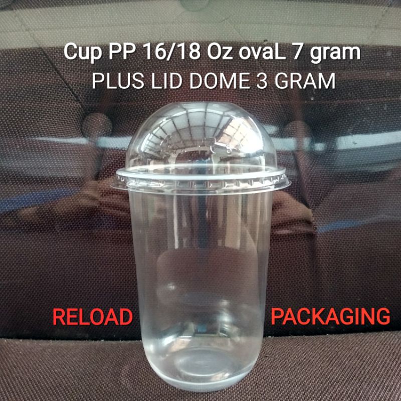 

Gelas Plastik PP OvaL 16oz Plastic Cup PP OVAL 16 oz U Round U Shape Boba Capsul Bulat PLUS TUTUP CEMBUNG