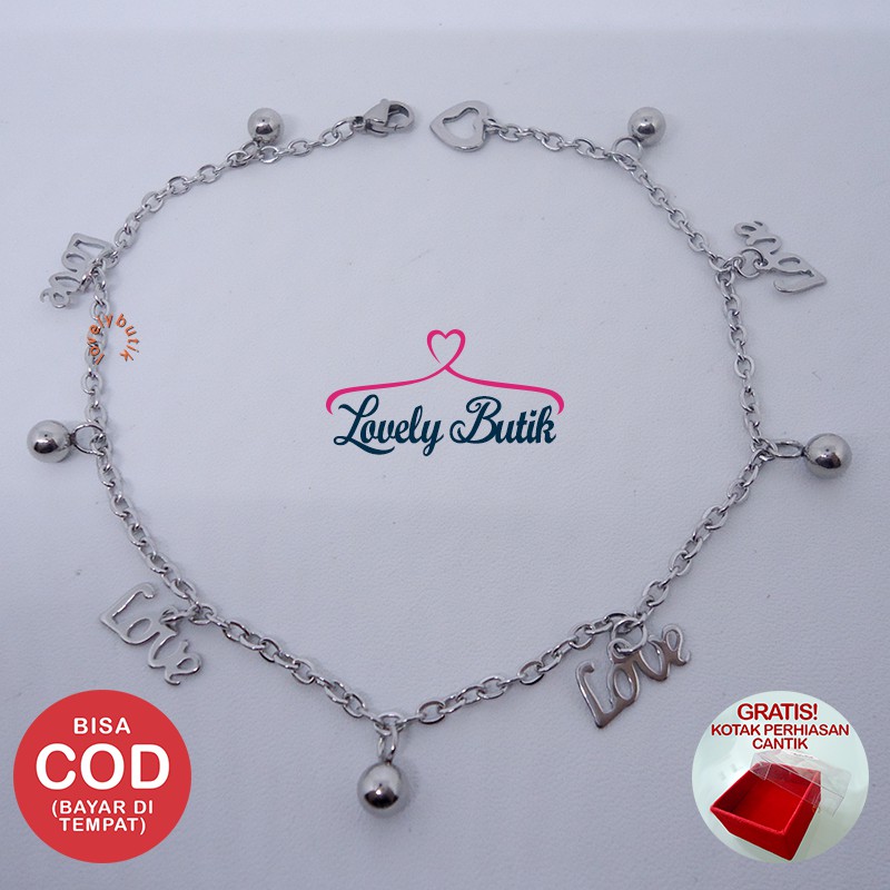 Lovelybutik Gelang Tangan Titanium My Love Gelang Tangan Wanita Titanium BONUS KOTAK PERHIASAN