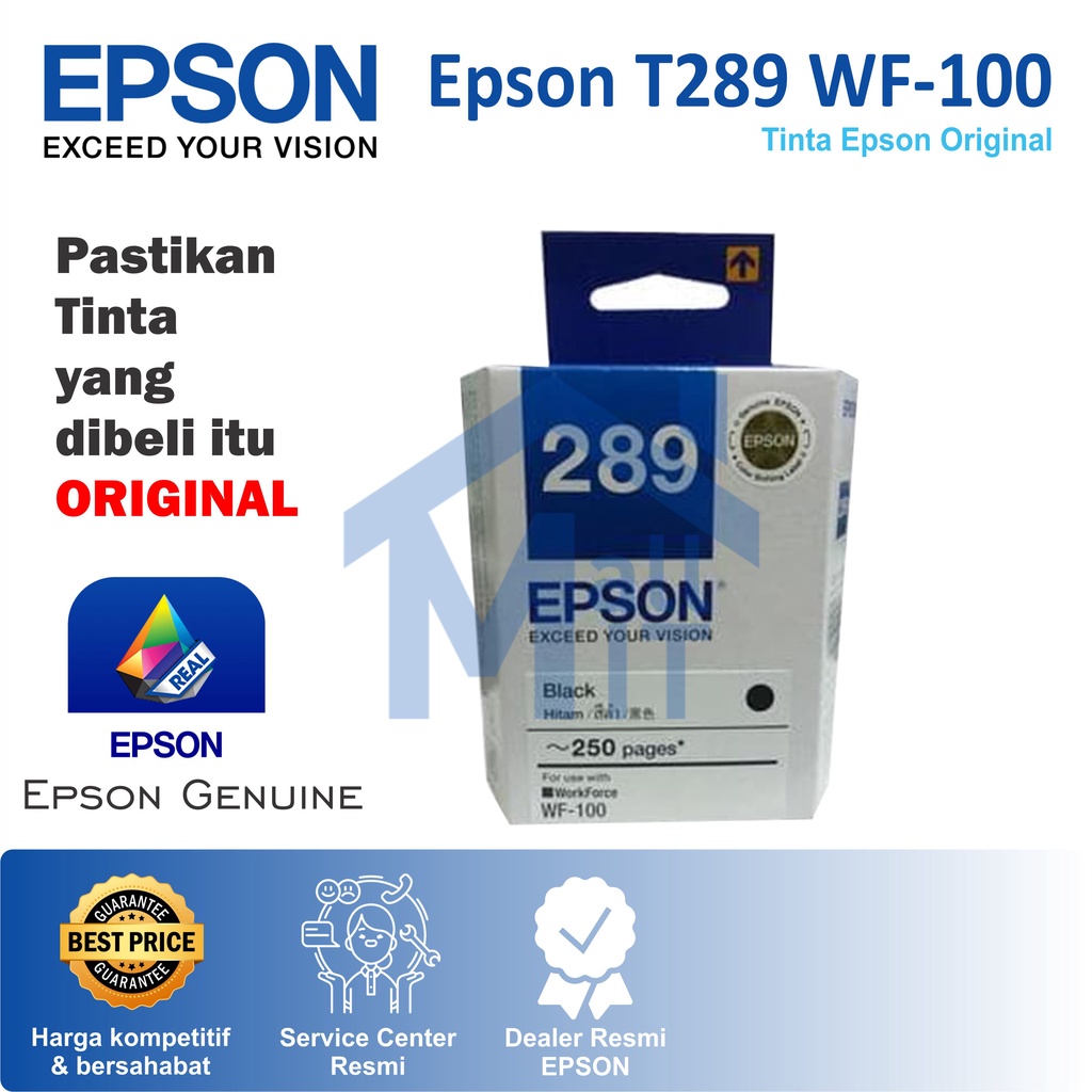 TINTA CATRIDGE EPSON T289 BLACK C13T289190 ORIGINAL ASLI WF-100