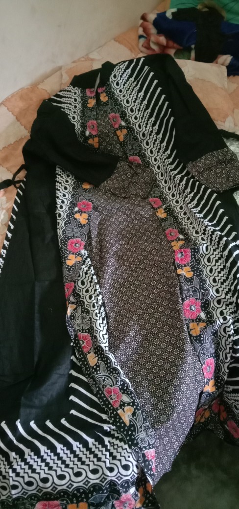Batik Solehah Baju Gamis Batik Wanita - Baju Batik Gamis Jumbo Model Terbaru Mix Embos Modern Gamis