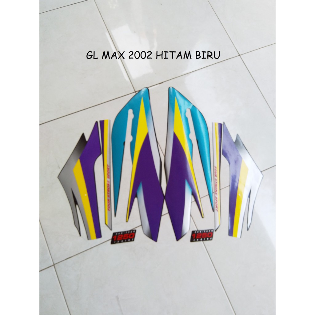 Striping Stiker Motor Honda GL Max 2002 Lis Hitam Biru
