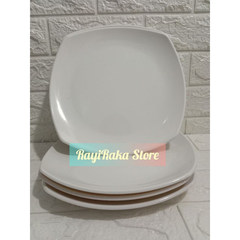 PIRING MELAMIN BESAR POLOS PUTIH // 6 PCS