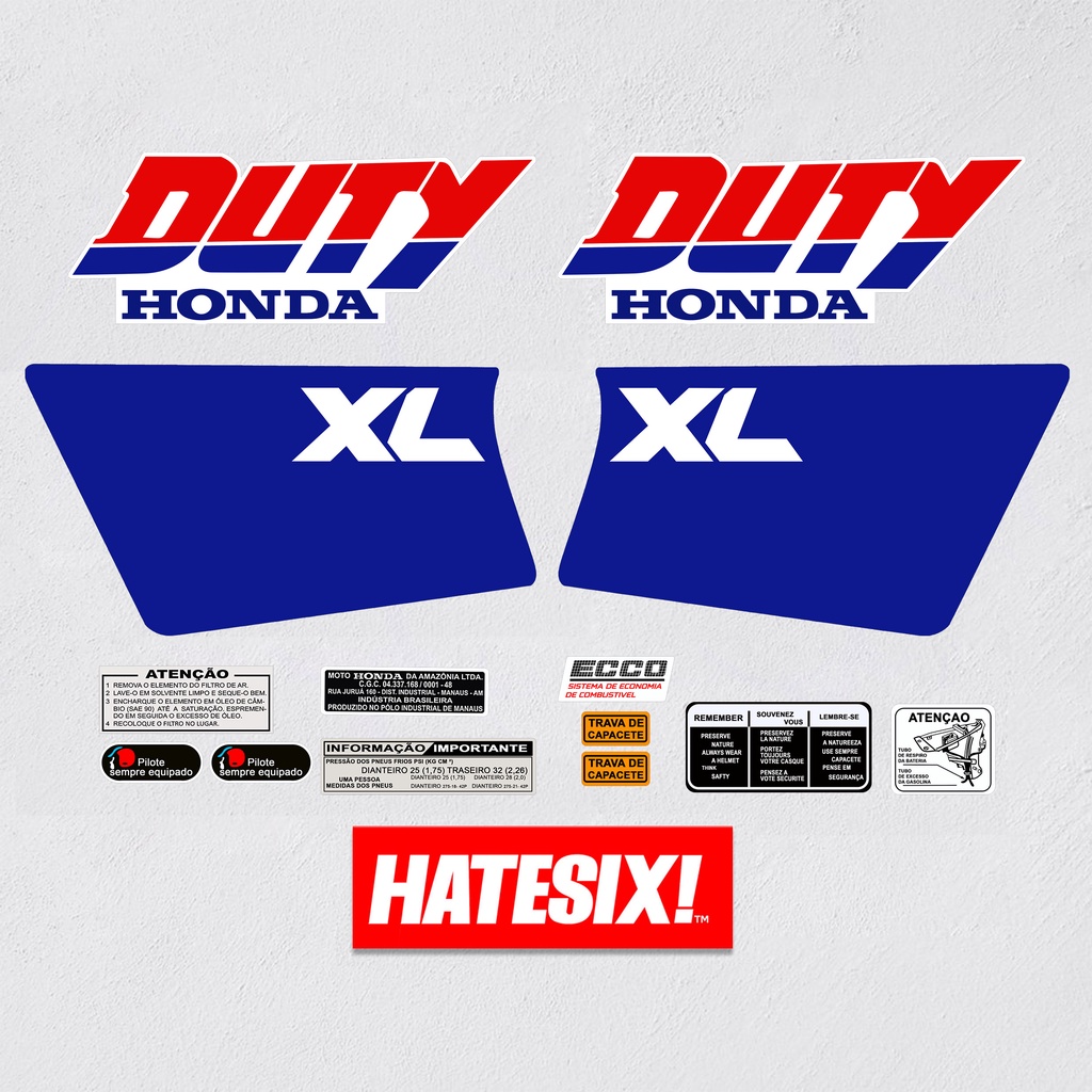 Sticker Decal Honda Xl 185 xl 125 Duty 1989 Brasil Version Hatesix