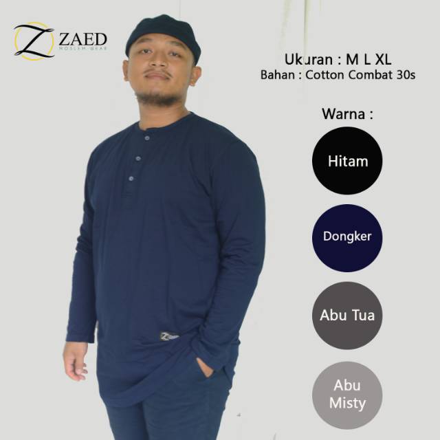 Zaed Kaos Koko Kurta Pakistan Lengan Panjang