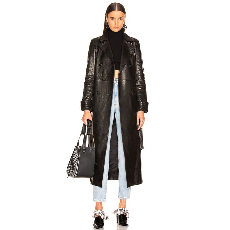 Leather Long Coat OOTD Jaket Kulit Wanita Panjang Office Winter Autumn Jumbo Oversize