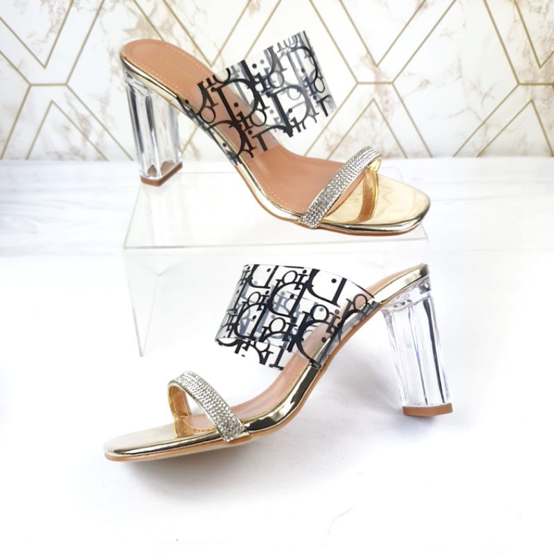 DR Transparent double strap heels