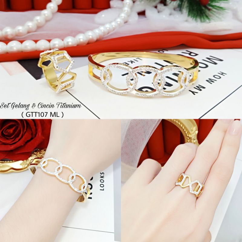 Gelang Set Cincin Titanium/Gelang Set Titanium GTT107 ML