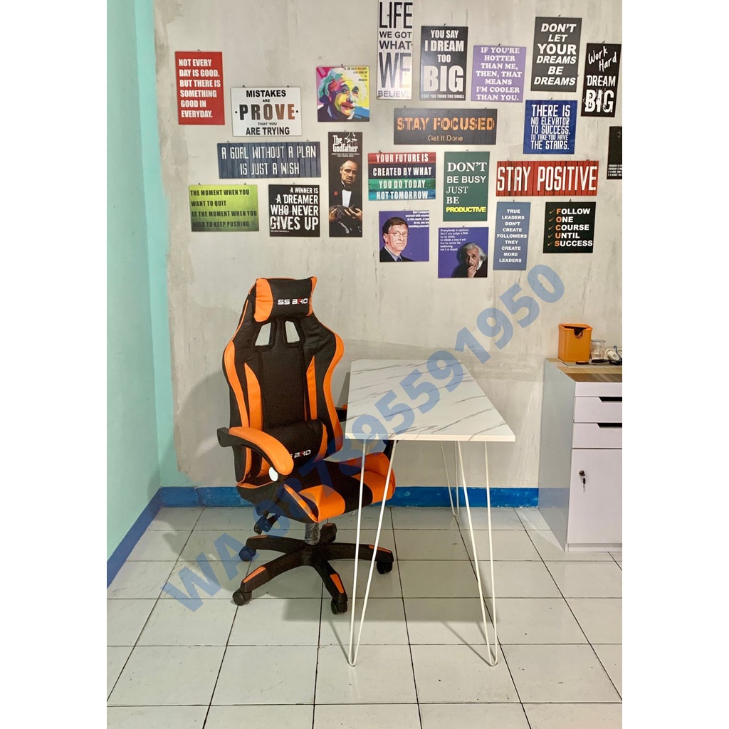 SELURUH INDONESIA Set Kursi Gaming Plus Meja Kaki Behel