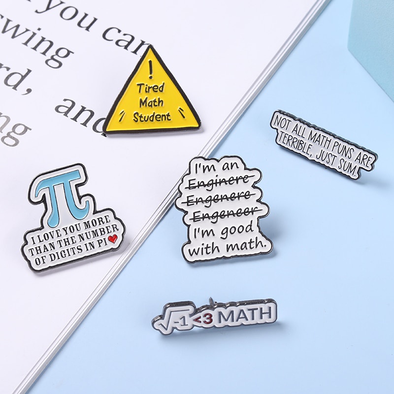 I Love Math Enamel Pins Novelty Message Badges Button Bag Hat Backpack Lapel Pin Gifts for Math Geeks Mathematician