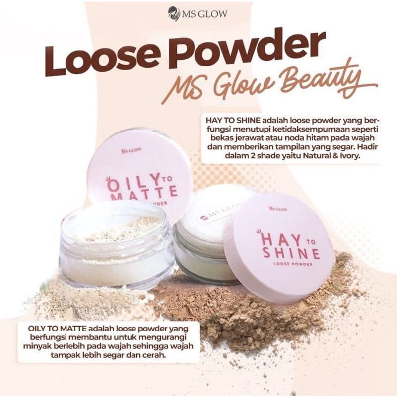 Loose powder MSglow bedak tabur MSglow Hay to shine natural ivory oilymatte