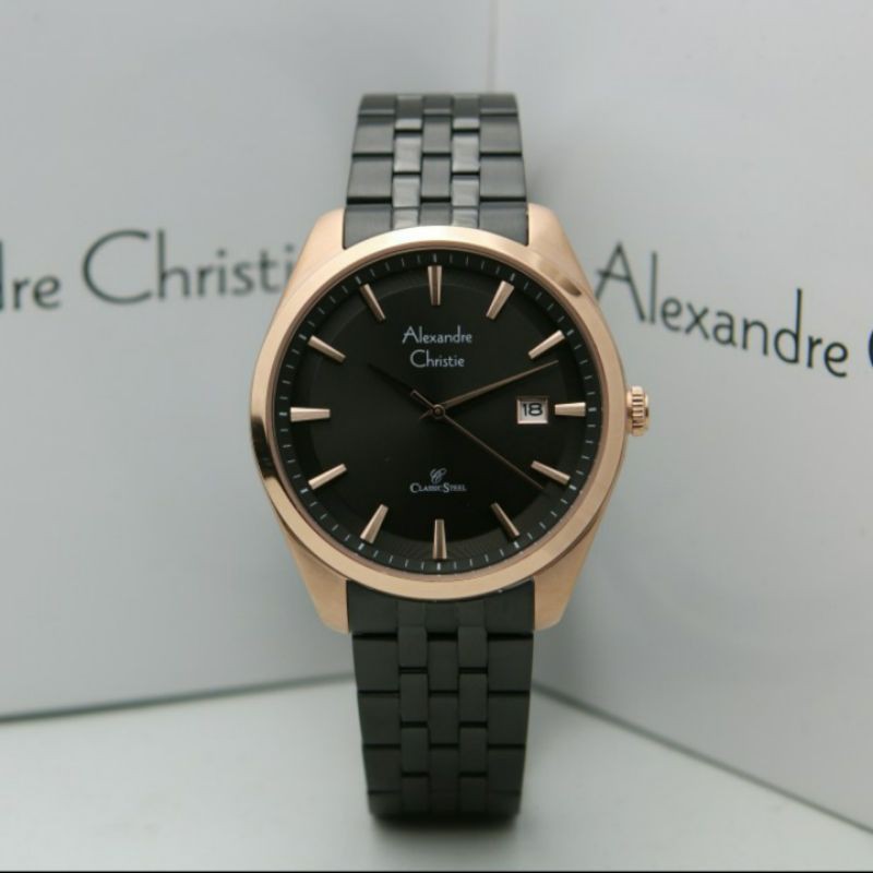 ALEXANDRE CHRISTIE AC8635 BLACK ROSEGOLD PRIA.ORIGINAL GARANSI RESMI 1TAHUN