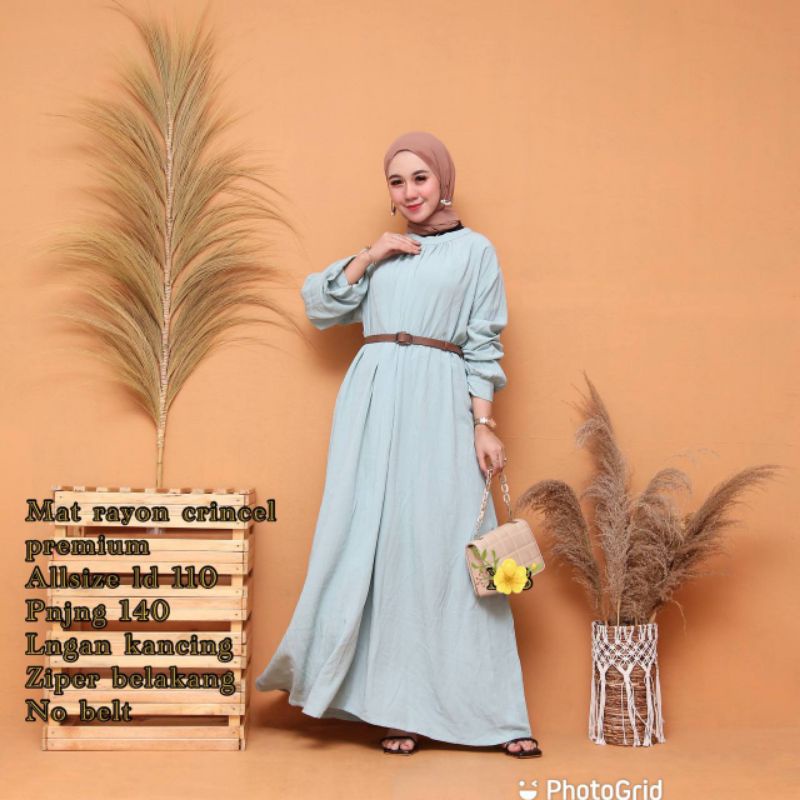 Gamis Rayon Crinkle Premium Viral Kekinian