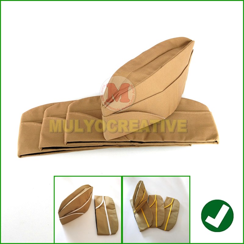 Topi Mutz Warna Khaki Lis Putih Emas Perak - Topi Mut PNS ASN Golongan Warna Keki Semua Warna