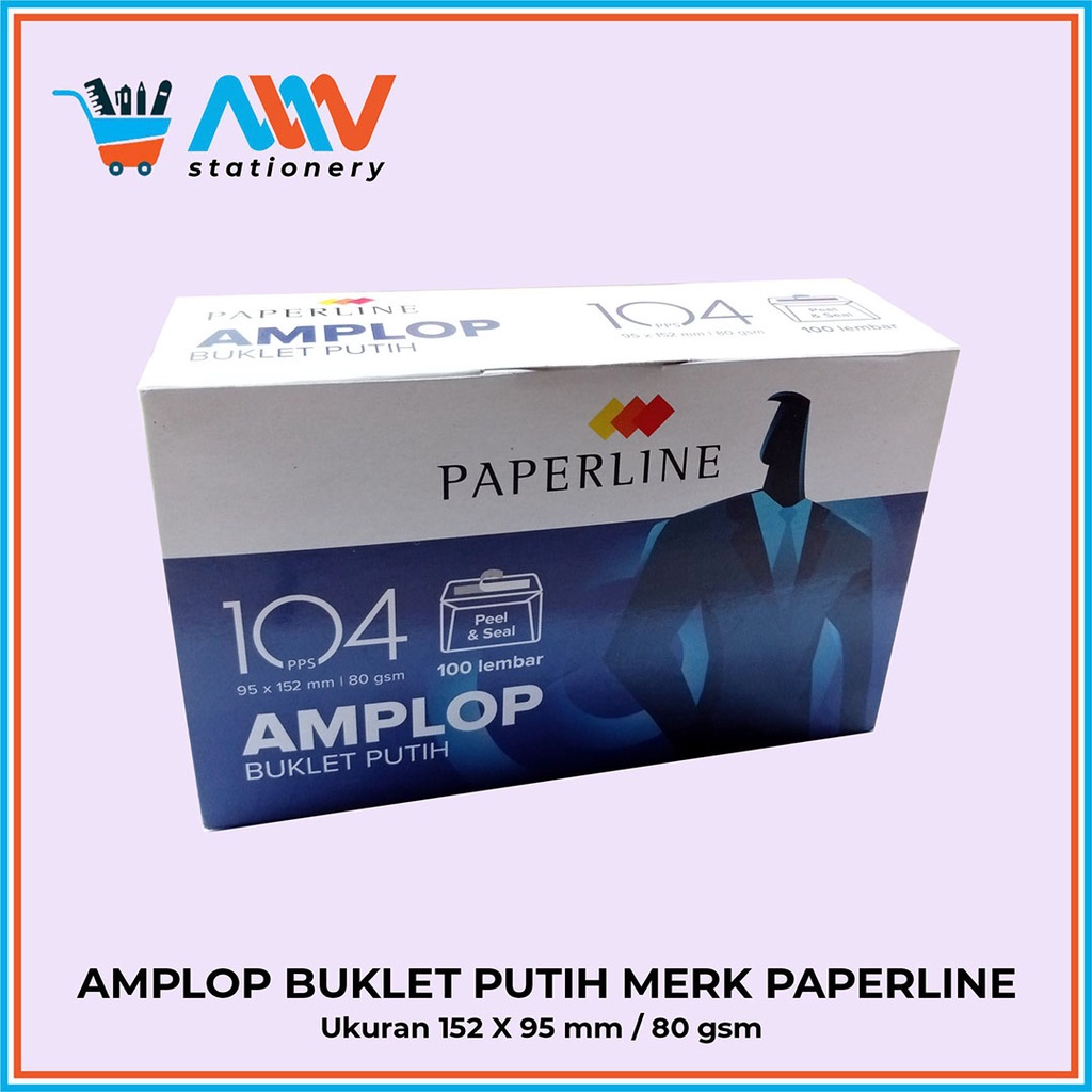 

Amplop Buklet Putih Merk Paperline Ukuran Sedang 152 x 95 mm isi 100pcs