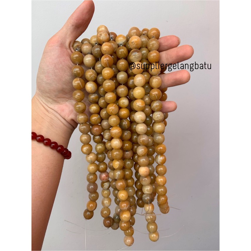 bahan batu Manigajah 12mm kuning natural polish corak retak fashion