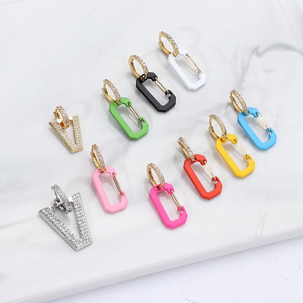 R-bunga Menjuntai Anting Fashion Berlian Putih Perhiasan Hadiah CZ Telinga Tindik