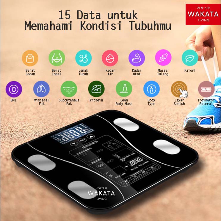 THOME Smart Scale Timbangan Berat Badan Digital Kesehatan Badan Alat Ukur Pengukur Kadar Lemak Smart Body Fat Scale BMI - Timbangan Badan BMI Digital Lemak Tubuh - Body Scale Body Fat bb