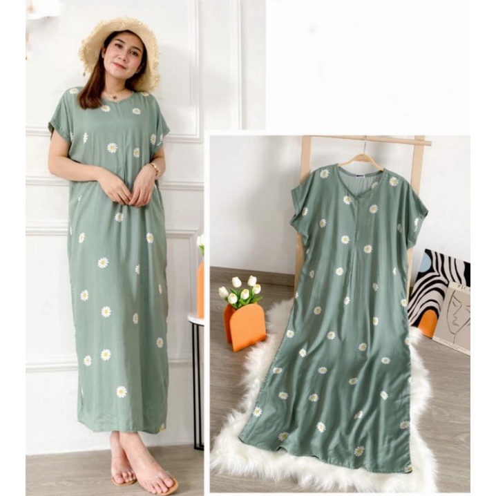 Part 2 Daster Busui Bahan katun rayon premium-Flowery tosca