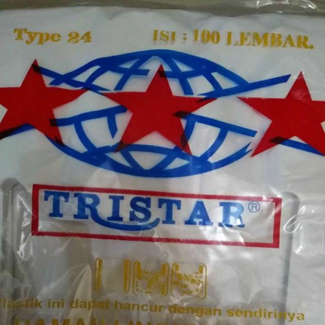 Kantong Keresek Plastik Tristar 24 Hitam Putih Merah 24x44cm High Quality