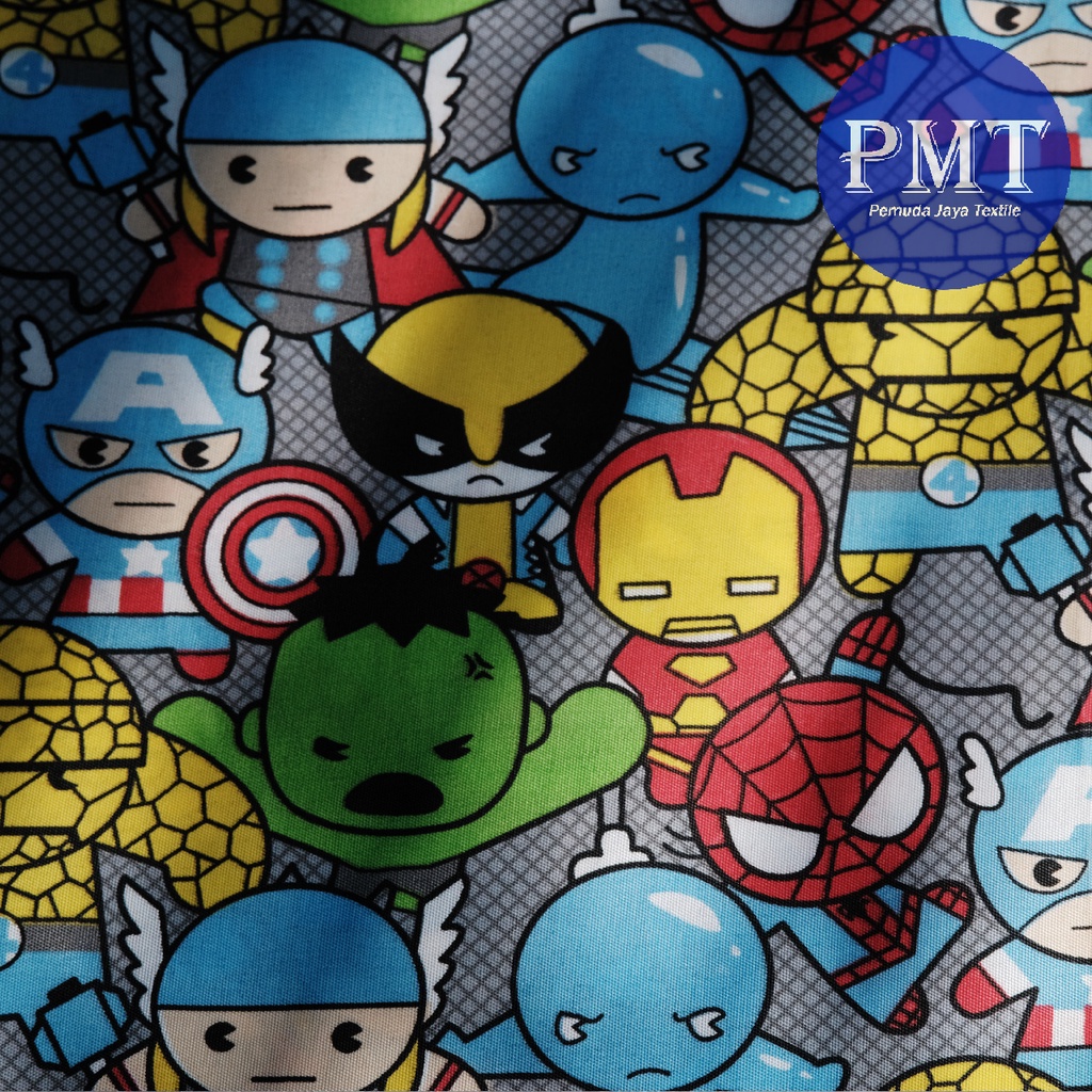 (Meteran) Kain Sprei Meteran Baju Anak Sprei Gorden Piyama Microtex Disperse Motif Marvel