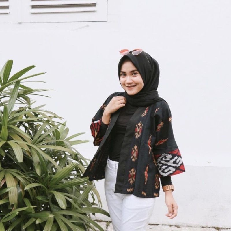 Atasan Wanita Blazer Tenun Etnik Baju Tenun Outer Tenun Batik Wanita Casual