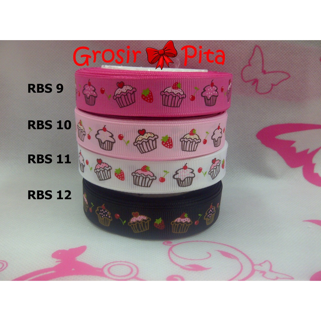 

(25 yard) Pita Grosgrain Motif Cupcake RBS 9,10,11,12 | Toko Bahan Craft | Grosir Pita