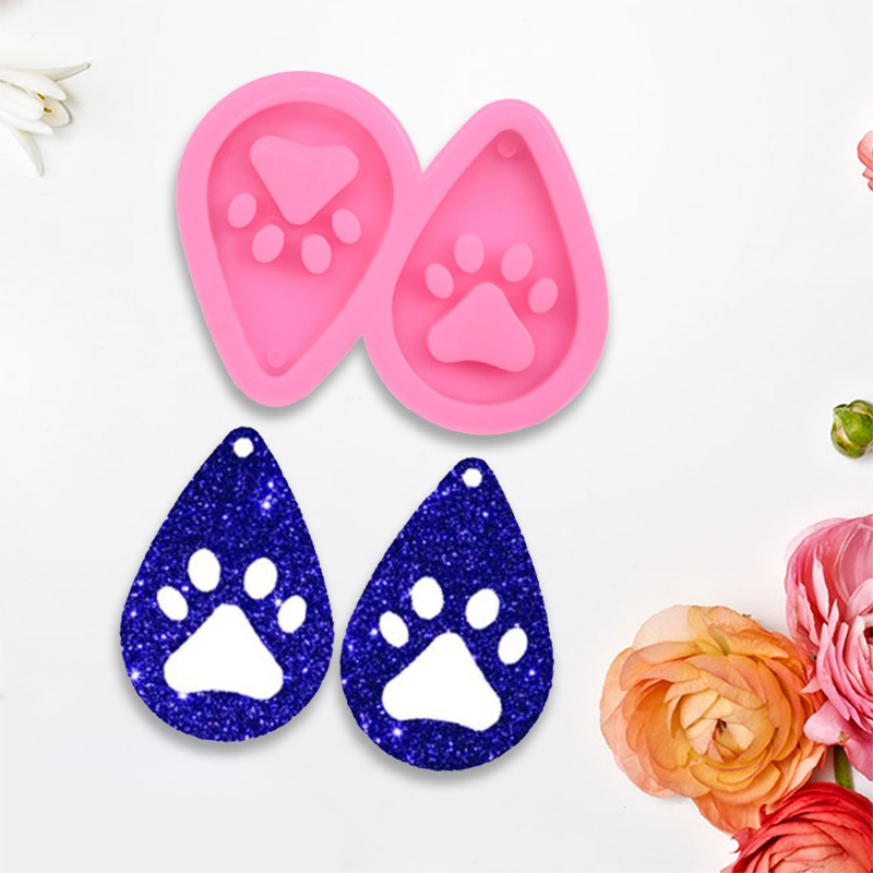 SIY  DIY Dog Paw Keychain Epoxy Resin Mold Key Chain Earrings Pendants Silicone Mould