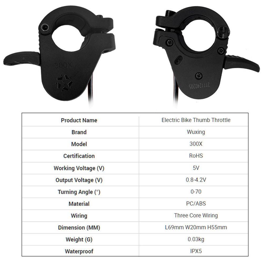 R-FLOWER E-bike Thumb Throttle Kiri Kanan Cepat Bongkar Pasang 24V~72V Pengatur Kecepatan