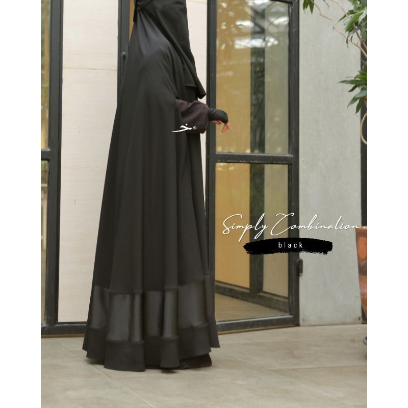 Simply Combination Khimar Overhead Hitam by Khadijah