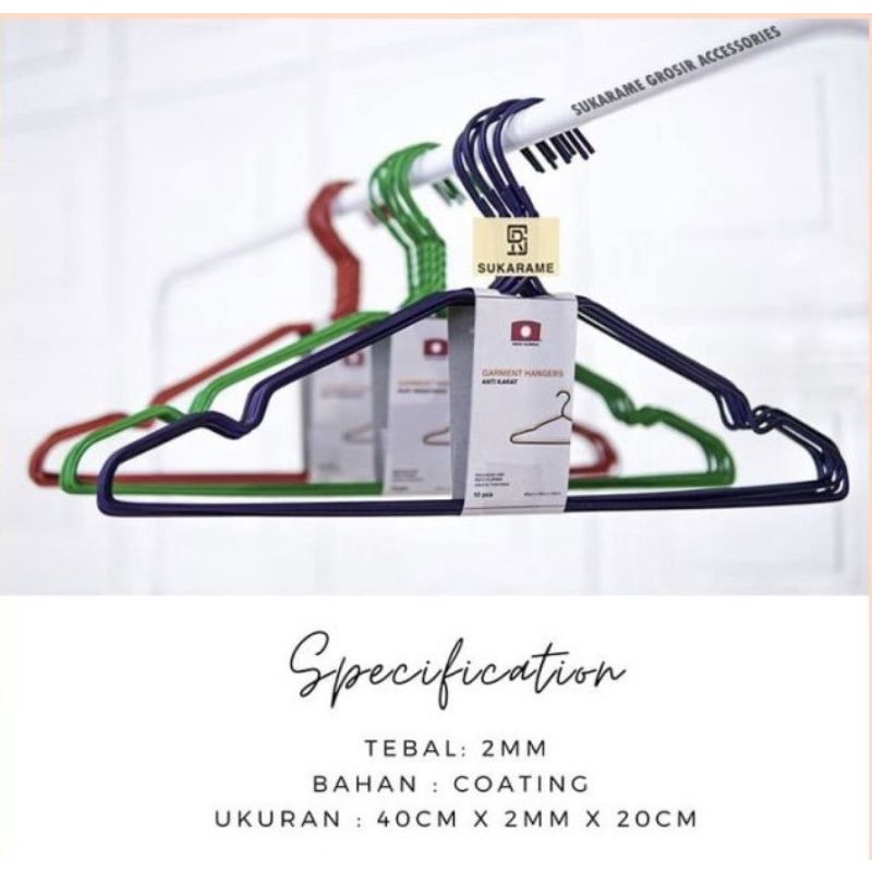 Hanger kawat stainless /Gantungan baju warna coating plastik