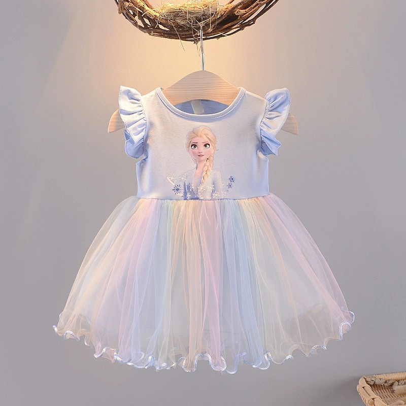 Dress anak import / Dress Tutu / gaun pesta anak perempuan frozen umur 9 bln - 3 thn Grosiran-2