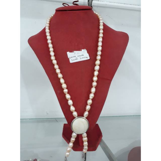 Kalung mutiara air tawar*liontin kerang
