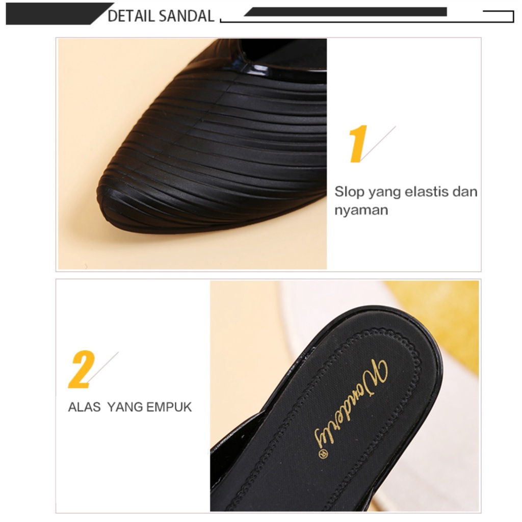 Wonderly Sepatu Wanita Wedges Motif Kerut Jelly A912-2 PVC