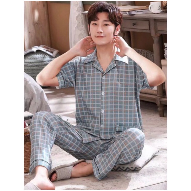 PAJAMAS COWOK DEWASA IMPORT PIYAMA PRIA REMAJA SET CELANA PANJANG PAJAMAS LAKI LAKI KATUN BIG