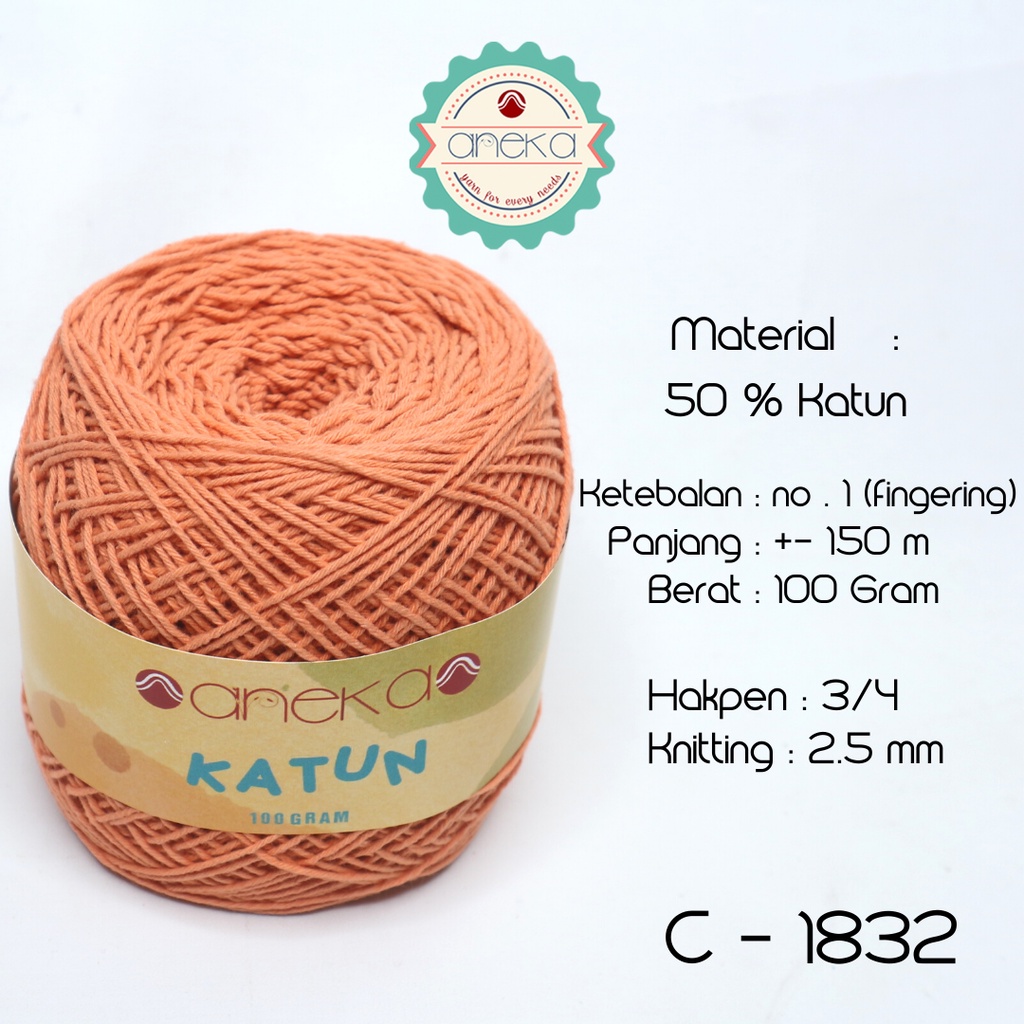 ANEKA - Benang Rajut Katun Polos - 1832