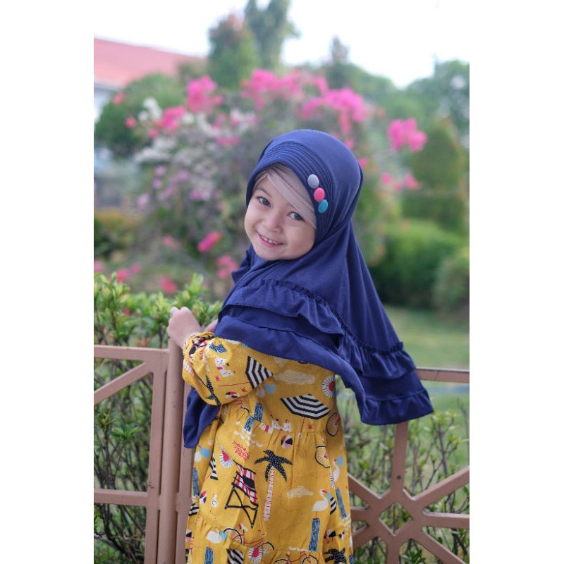 Kerudung Anak 3 KANCING Usia 3-7 th all size