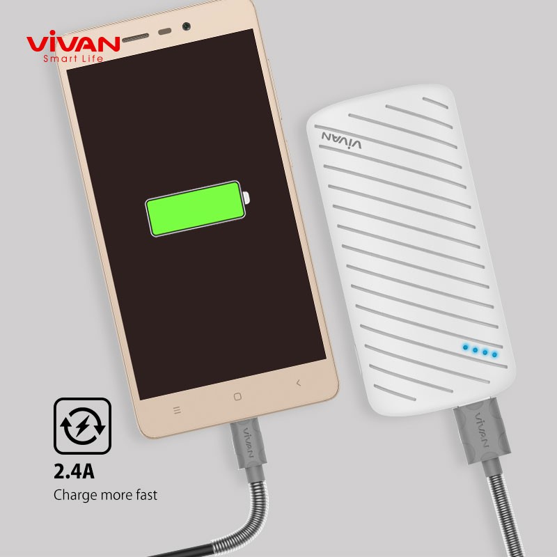 Charger Casan VIVAN Dual USB HP Adaptor Kepala Batok Android iPhone Free Kabel Micro USB