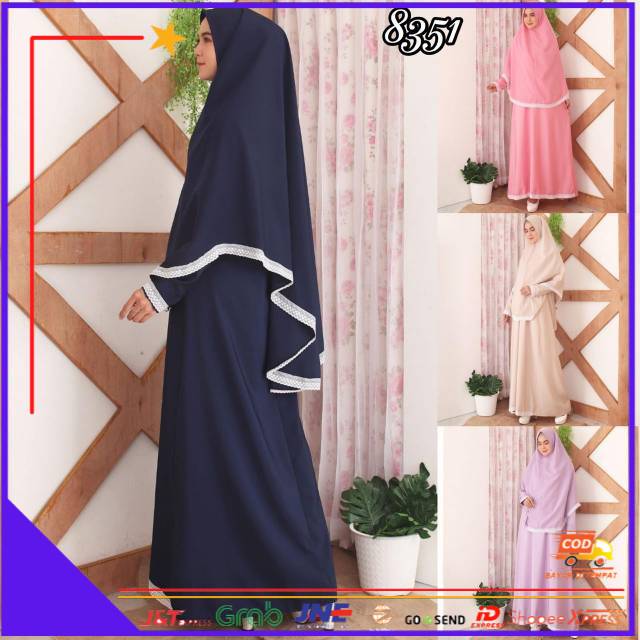 ❤BISA COD❤ HITJAB Baju Gamis Syari Syar’i Set Baju Gamis Wanita 8351