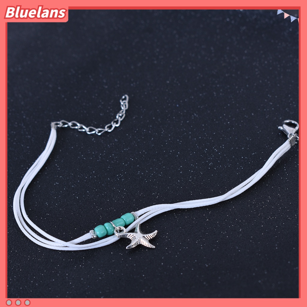 Bluelans Boho Multi-layer Sea Star Pendant Beads Adjustable Anklet Women Jewelry Bracelet