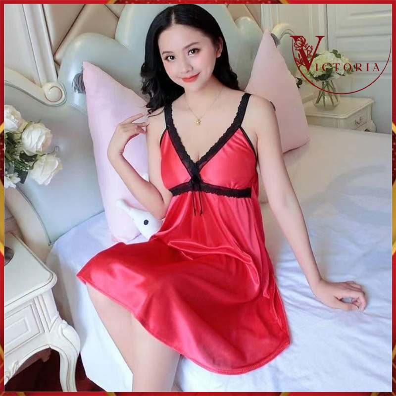 Victoria Baju Tidur Wanita Import Setelan Lingerie Tanpa Lengan Fit to XXL 4001