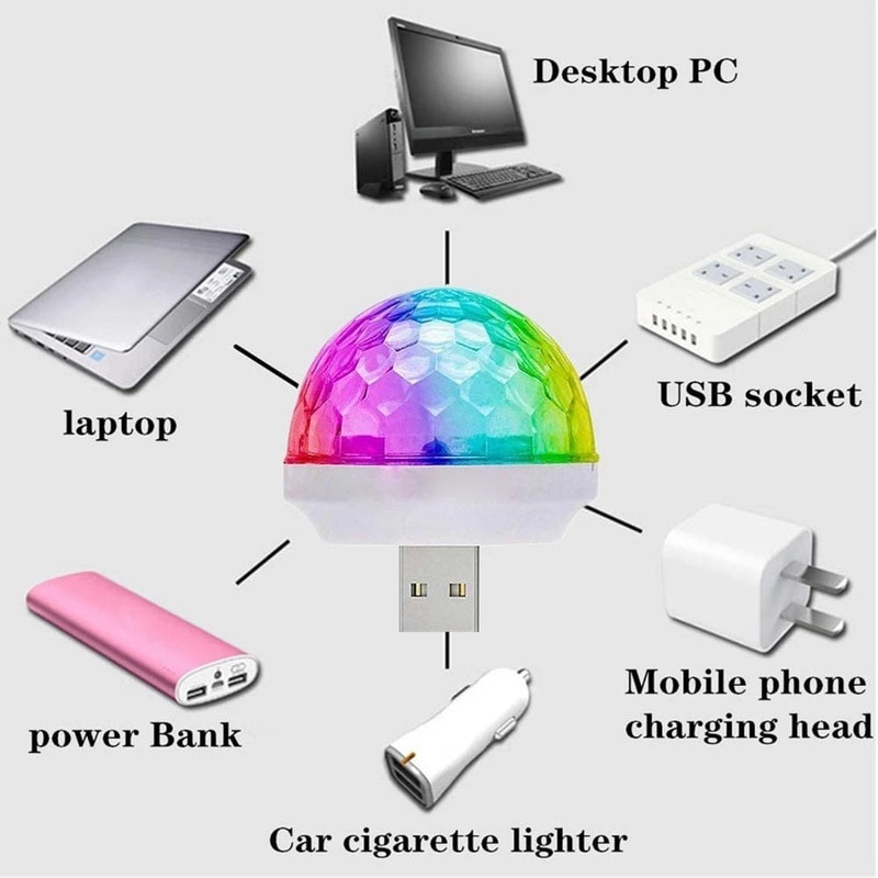 Lampu DJ Led usb Warnawarni Dengan Kontrol Suara Untuk interior Mobil