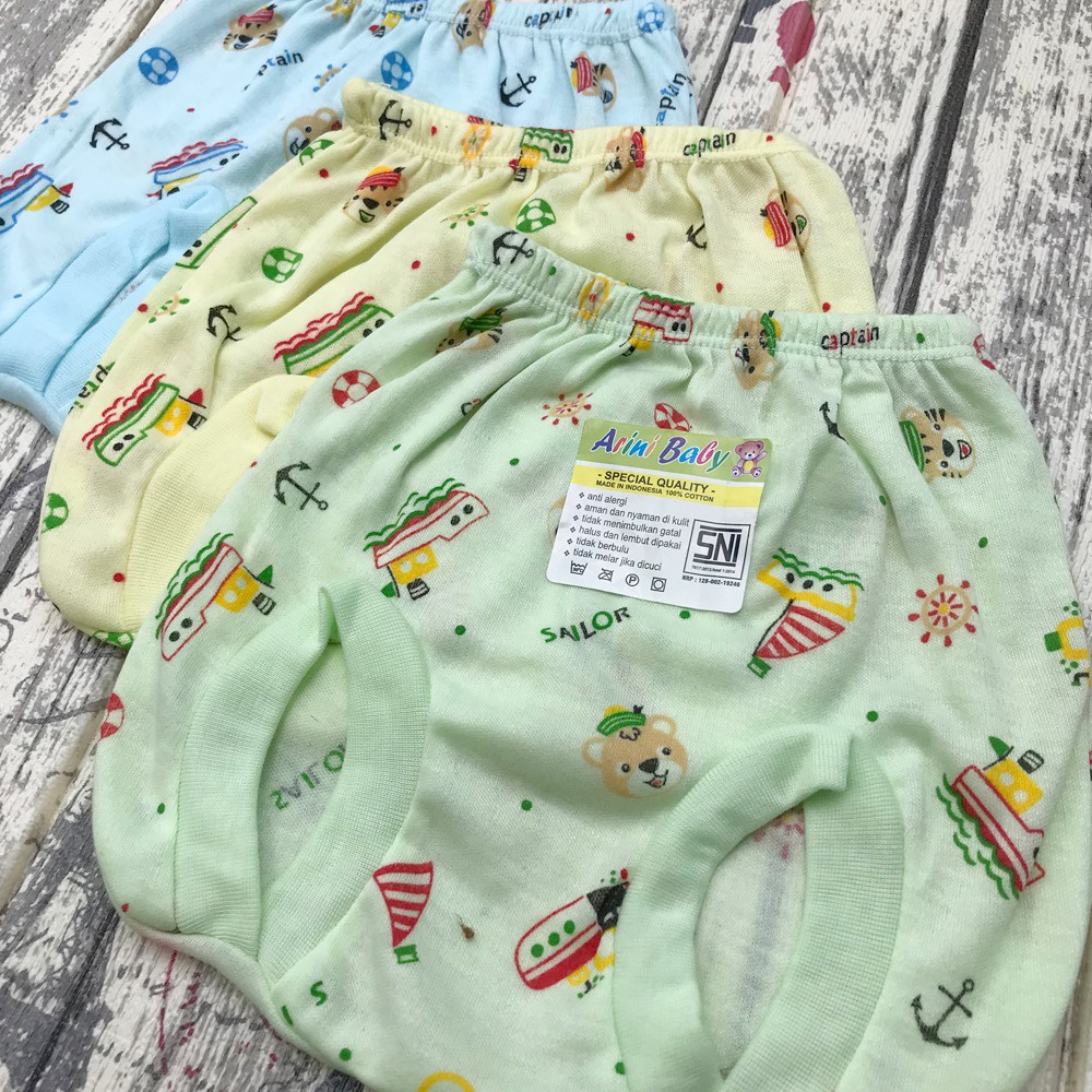 3 Pcs Celana Bayi Pop Celana Bayi Kacamata Full Sabon Motif Kualitas SNI Baru Lahir DNW BABY