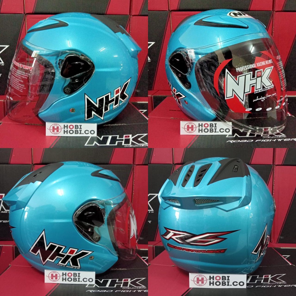 Helm NHK halfface NHK R6 Solid Ice Blue R Six Polos Biru Muda