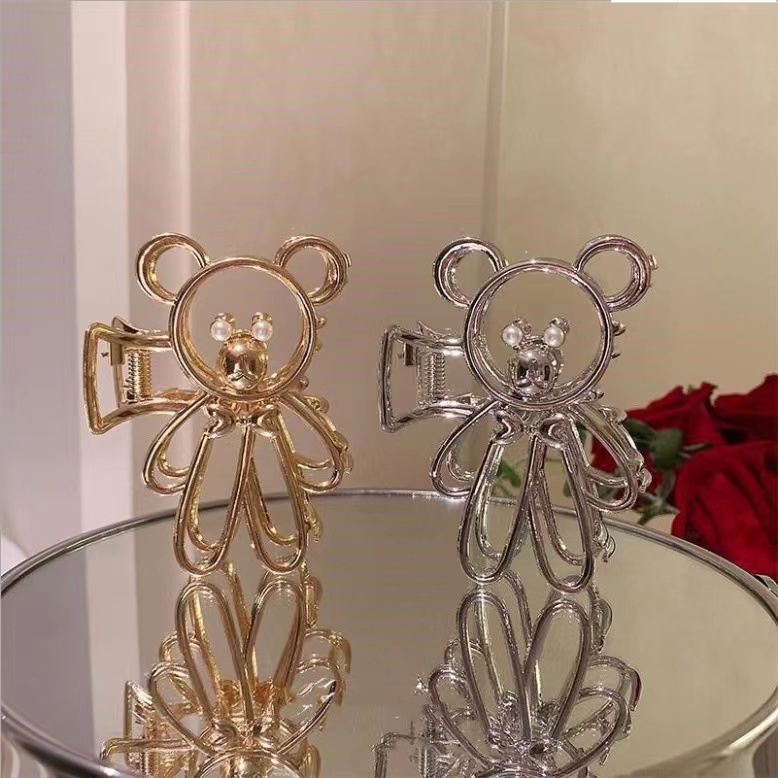 Jepit Rambut Logam Bentuk Beruang Gaya - Jedai Besi Bear Alloy Hair Claw Clips