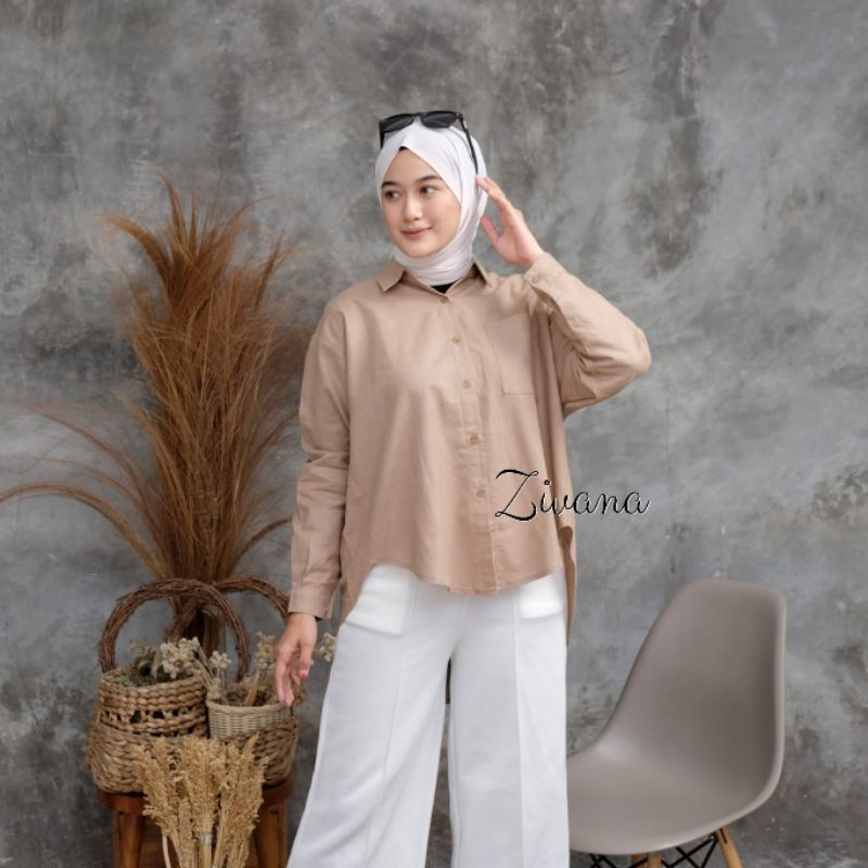 KEMEJA RAMI OVERSIZE LD±134cm -Alina Blouse //JF576